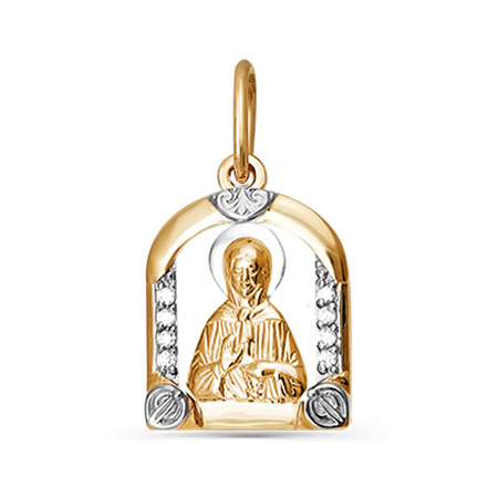 Подвеска"Св.Матрона", золото, фианит, 031392